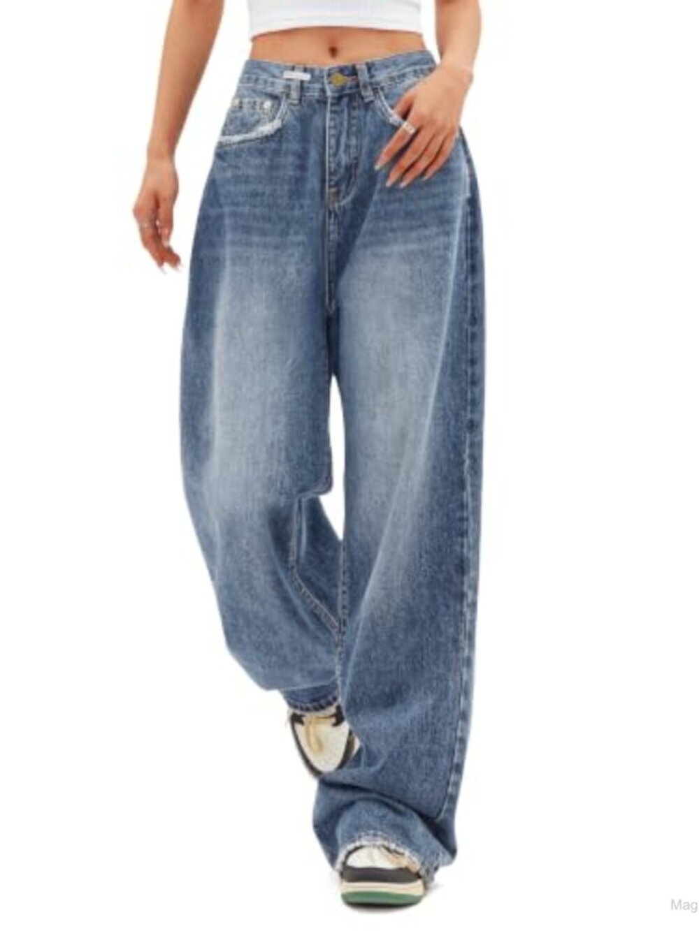 Wide Leg Baggy Jeans Women High Rise Distressed Boyfriend Denim Y2K